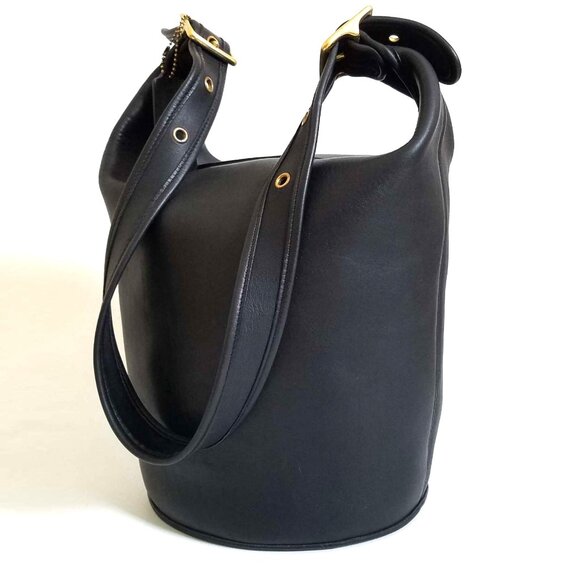 Vintage Coach XL Duffle Sac Black Bucket Bag #9085 - Picture 2 of 14